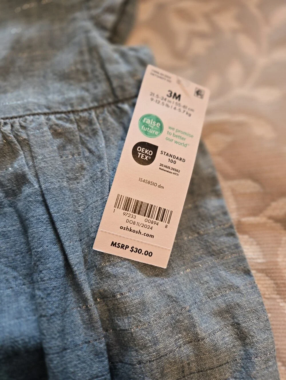 OshKosh B'gosh Light Blue Chambray Bubble Romper